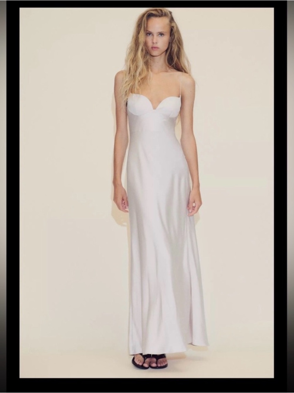Zara Ivory/Cream Thin Strap Slip-Style Dress